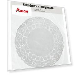 Салфетки бумажные 1-слойные Vitto ажурные 16 см, 50 шт