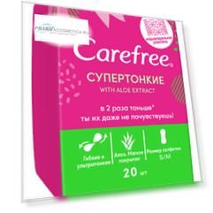 Carefree Ежедневные супертонкие прокладки в индивидуальной упаковке, с экстрактом алоэ, 20 шт (Carefree, На каждый день)