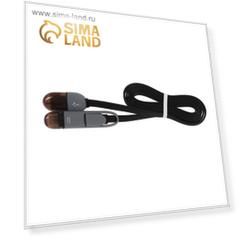 Кабель Ritmix RCC-200, micro USB/Lightning - USB, 2 в 1, плоский, 1 А, 1 м, черный