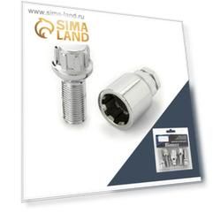 Болт секретный M14x1,25, 50/27, конус, цинк, 4 шт +ключ