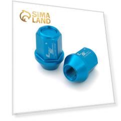 Гайка M12x1,25, 35, hex19, конус, закрытая, синий, блистер 20 шт