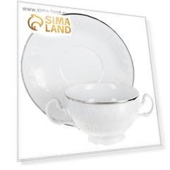 Чашка с блюдцем для бульона Bernadotte, декор «Деколь, отводка платина»