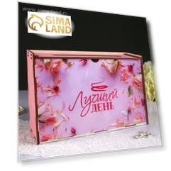 Коробка для денег "Лучший день", фанера, 24х10х19 см, розовая