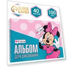 Альбом для рисования А4, 40 листов 100 г/м², на гребне, Минни Маус