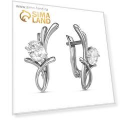 Серьги "Фейерверк" посеребрение с оксидированием, цвет белый