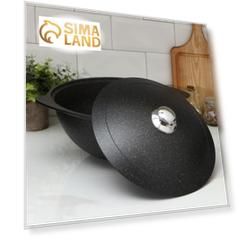 Казан для плова Grаnit ultrа, 6 л, алюминиевая крышка, литые ручки, антипригарное покрытие, цвет чёрный