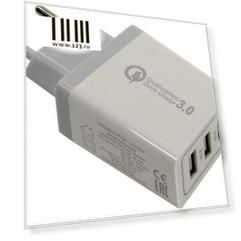 Сетевое зарядное устройство ORIENT QC-12V3W 3 x USB 3 А белый