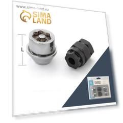 Гайка секретная M12x1,5, 27, конус вращающийся, закрытая, хром, 4 шт +2 ключа
