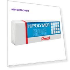 Ластик PENTEL Япония HI-POLYMER ERASER 35х16х11,5мм белый прямоуг.картон.держатель ZEH-03