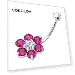 Пирсинг в пупок SOKOLOV из серебра с фианитами
