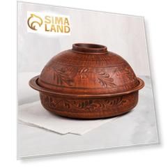 Горшок духовой с крышкой "Пловница", декор, красная глина, 29.5 см, 2 л, микс