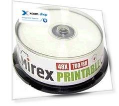 Диск CD-R Mirex UL120038A8M 700MB 48x Printable, Cake Box 25шт