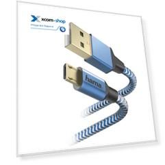 Кабель интерфейсный HAMA 00178289 microUSB B (m)/USB A(m), 1.5м, синий