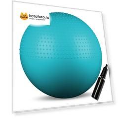Мяч гимнастический массажный  2 в 1 INDIGO Anti-burst с насосом   IN003 75 см Бирюзовый