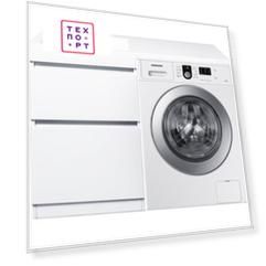 Стиральная машина с тумбой и раковиной Samsung WF8590NLW9 Даллас 115 белая, напольная левая