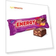 Батончик Energy 40 г арахис в мягкой карамели с изюмом и воздушным рисом
