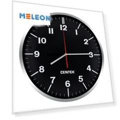 Часы настенные Centek СТ-7100 Black (черн + хром) 30 см диам., круг, ПЛАВНЫЙ ХОД, кварц. механизм