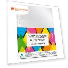 Упаковка папок-вкладышей БЮРОКРАТ глянцевые, А4+, 80мкм, 100шт [-080gslux] 10 шт./кор.
