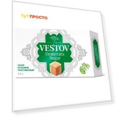 Сахар Вестов 500г тростниковый кусковой демарара