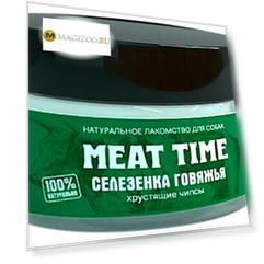 Лакомство Meat Time для собак селезёнка говяжья хрустящие чипсы (40 гр)