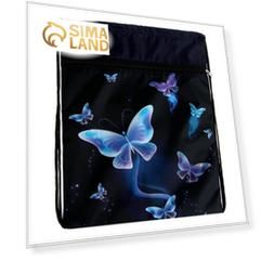 Мешок для обуви с карманом 420 х 340 мм, Calligrata МСО-7С, (мягкий полиэстер, плотность 210D), "Бабочки"