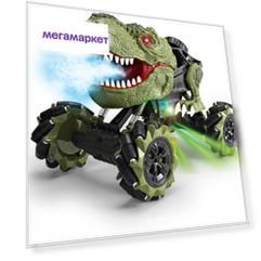 Радиоуправляемая зеленая машина-динозавр T-rex (дрифт колеса, пар), 11810-GREEN