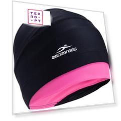Шапочка для плавания 25DEGREES Duplo Black/Pink 25D21015A, полиамид, для длинных волос