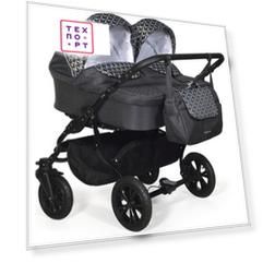 Коляска для двойни Indigo CHARLOTTE 18 DUO Ch 38 (черный+черный узор)