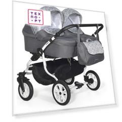 Коляска для двойни Indigo CHARLOTTE 18 DUO Ch 40 (т.серый+серый узор)
