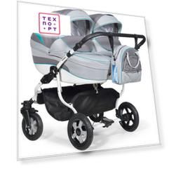 Коляска для двойни Indigo INDIGO DUO 18 42 (т.серый+св.серый+зеленый)
