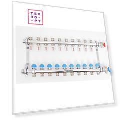 Коллекторная группа REHAU 1''х3/4'' 10 выходов HKV-D с расходомером и термостатическими вентилями (208101)