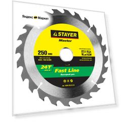 STAYER FAST 250 x 32 30мм 24Т, диск пильный по дереву, быстрый рез, (3680-250-32-24_z01)