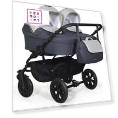 Коляска для двойни Indigo CHARLOTTE 18 DUO Ch 33 (т.серый+св.серый)