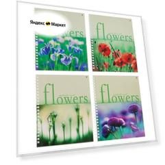 Тетрадь А5+, 80 листов в клетку на гребне "Цветы", обложка мелованный картон, глянцевая ламинация, микс