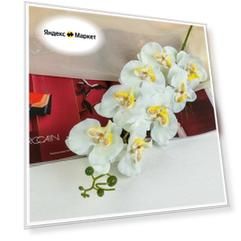 Цветы искусственные "Орхидея Фонтея" 8*90 см белая
