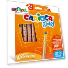 Набор восковых карандашей Carioca "Baby" с точилкой, 10 цветов