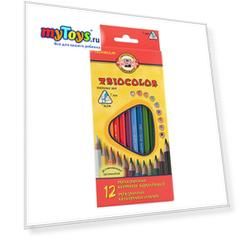 KOH-I-NOOR Набор карандашей цветных TRIOCOLOR трехгранных, 12 цв