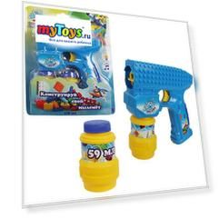 Мыльные пузыри 1Toy "Мы-шарики!", Пистолет на батарейках, 2 бутылочки по 59 мл