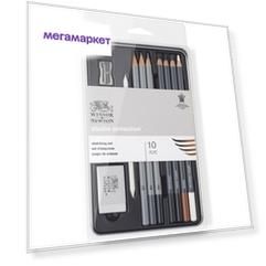 Набор Winsor&Newton ластик точилка растушевка 2В 6В 8В 330г