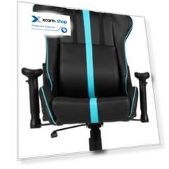 Кресло игровое A4Tech X7 GG-1200 крестовина пластик, искусственная кожа, цвет: черный/голубой