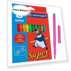 Centropen Фломастеры 24 цвета Centropen 2570 Trio, супер смываемые, картонная упаковка, европодвес, линия 1.0 мм
