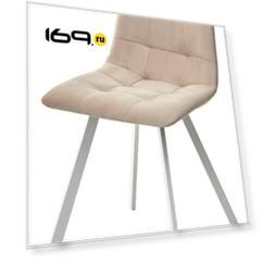 Стул CHILLI-Q SQUARE бежевый #5, велюр / белый каркас, 4 шт./1 к, Стул CHILLI-Q SQUARE бежевый #5, велюр / белый каркас, 4 шт./1 к,