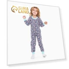 Пижама для девочки, цвет синий/листья, рост 116 см