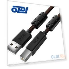GCR Кабель PROF 3.0m USB 2.0, AM/BM, черно-прозрачный, ферритовые кольца, 28/24 AWG, экран, армированный, морозостойкий, GCR-52415