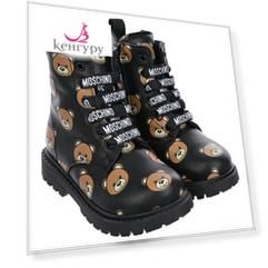 Ботинки со сплошным принтом "медвежата" Moschino детские