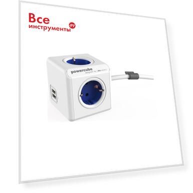 Сетевой удлинитель allocacoc powercube extended usb blue 1402bl/deeupc