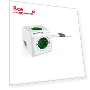 Сетевой удлинитель allocacoc powercube extended usb green 1402gn/deeupc
