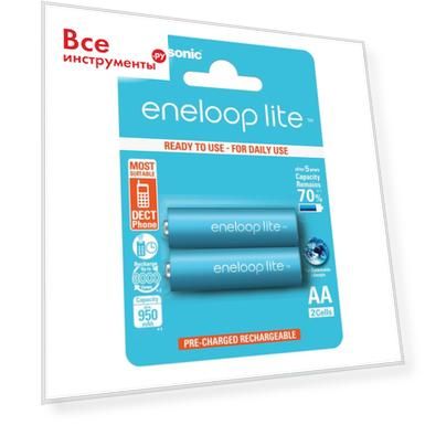 Аккумулятор r6 aa eneloop lite ni-mh 950mah предзаряженный бл/2 panasonic 5410853052739