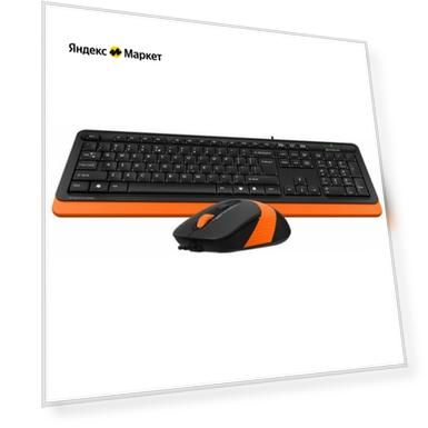 Комплект (клавиатура+мышь) A4TECH Fstyler F1010, USB, проводной, черный и оранжевый [f1010 orange]