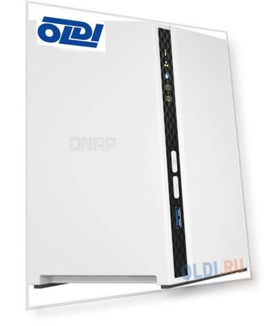 SMB QNAP TS-233 NAS 2 HDD trays. ARM 4-core Cortex-A55 2.0GHz, ram 2 GB (max), 1x1GbE, 2xUSB 2.0 port,1xUSB 3.2 Gen 1